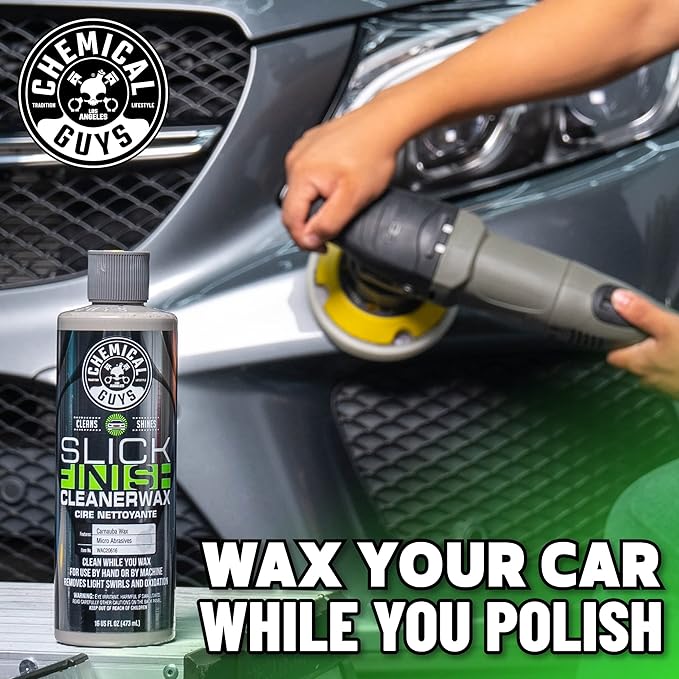 Chemical Guys WAC20616 Slick Finish Cleaner Wax Light Paint Cleanser & Brilliant Shine Carnauba Wax, 16 fl oz