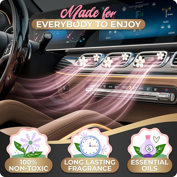 6 Pieces Daisy Car Decoration Flower Air Vent Clip Air Conditioning Outlet Clip Air Freshener Clip Car Interior Decor Charm Colorful Interior Accessories for Girls Women