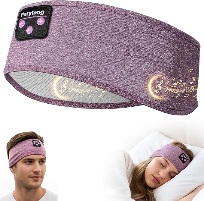 Perytong Sleep Headphones Wireless, Bluetooth Sports Headband Headphones with Ultra-Thin HD Stereo Speakers Perfect for Sleeping,Workout,Jogging,Yoga,Insomnia, Air Travel, Meditation (Purple)