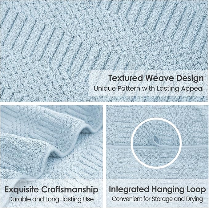 JML Microfiber Bath Towels, Large Bathroom Towel 2 Pack (30" x 60"), Oversized, Soft, Super Absorbent and Fast Drying, Multipurpose Use for Sport, Fitness, Yoga, Diamond Cross Grid Light Blue