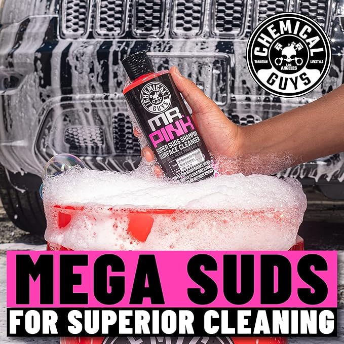 Chemical Guys Car Washing Kit - Mr. Pink Car Wash Soap, Diablo Wheel Cleaner, Wash Bucket with Dirt Trap and Lid, Wash Mitt, Detailing Brushes, Microfiber Towel, 12-Piece