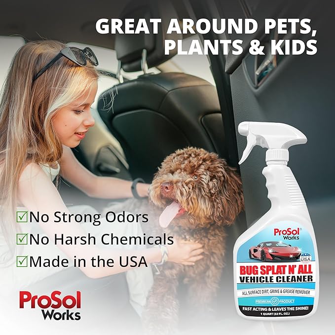 Bug Splat N' All Multi Purpose Cleaner for Vehicle 32 fl oz - Vehicle Cleaner Spray for Bug Splatter, Road Grime, Tar, Bird Droppings & More - Car Cleaner for All Vehicle Types - Safe on All Surfaces