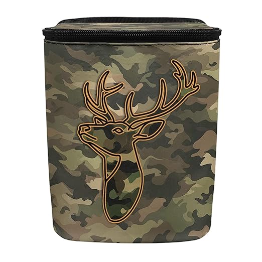Camo Deer Car Trash Can with Lid and Zipper Green Foldable Trash Bin for Car Interior Accessories Multipurpose Garbage Can Bags Storage Organizer