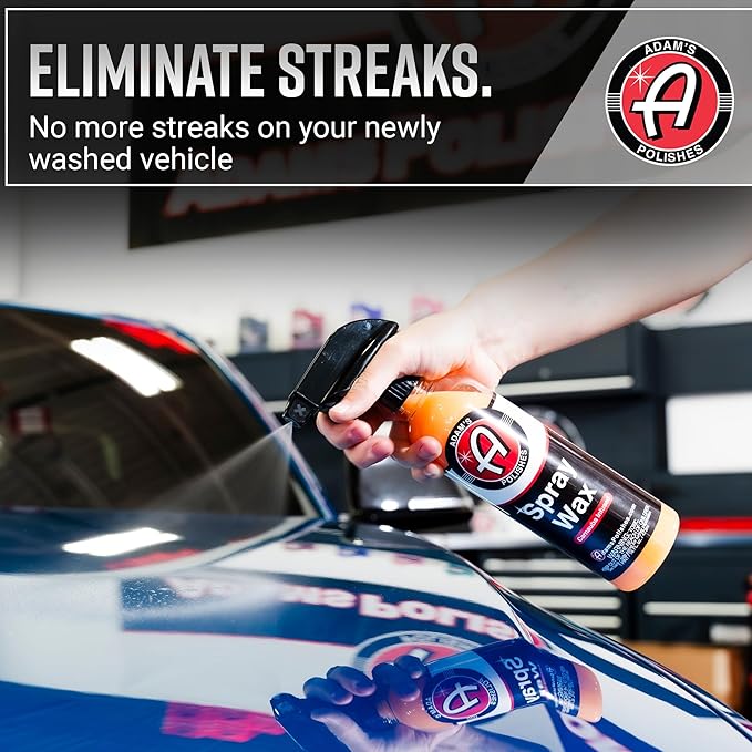 Adam's Polishes Spray Wax 16oz - Premium Infused Carnauba Car Wax Spray For Shine, Polish & Top Coat Paint Protection | Car Wash Enhancer & Clay Bar Lubricant | Car Boat Motorcycle RV Detailing