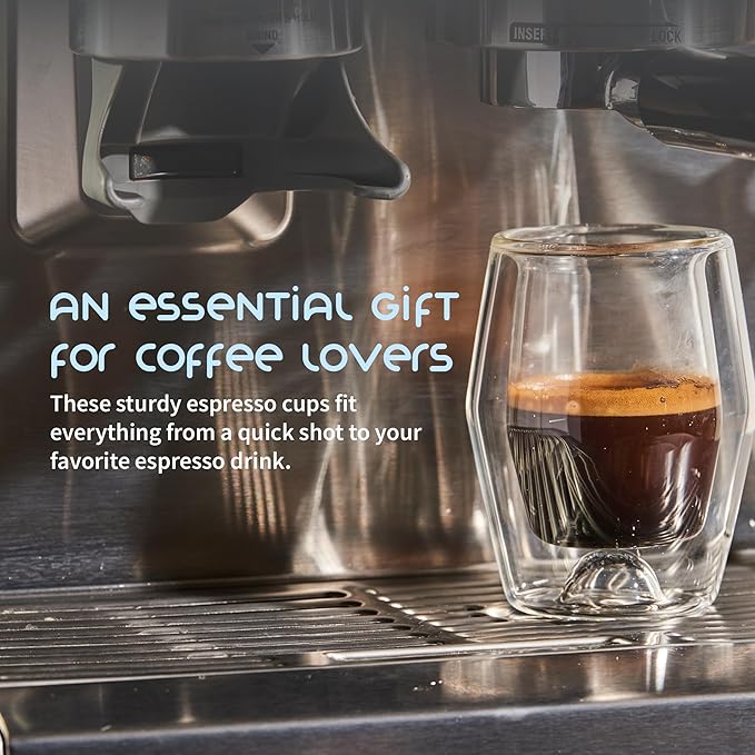 To-Go Espresso Glass Travel Mug with Lid, Reusable Double Wall Glass Tumbler, Fits Most Coffee Makers & Cupholders for Your Car, Gifts for Coffee Lovers, 4.5 oz Cortado Cup, Almost Black