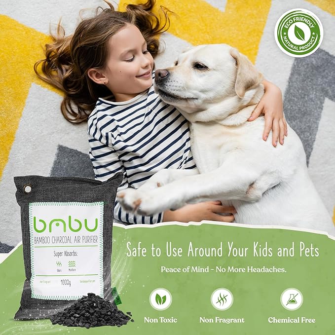 1000g Large Bamboo Charcoal Air Purifier Bag - Car Deodorizer Freshener - Remove Odor and Control Moisture in Your RV, Camper, SUV, Truck, Closet, Mobile Home, Storage - Non fragrant 1kg