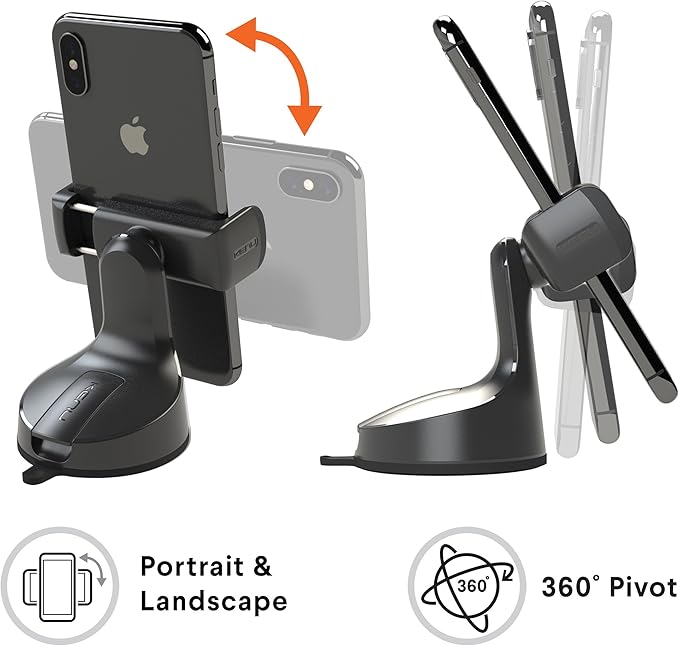 Kenu Airbase Pro Car Phone Mount for Dashboard and Windshield - Desk Phone Stand - 360 Degree Rotation - Grips Expand to 3.6 Inches - Elegant Design - Fits Latest iPhones, Samsung, and Android Phones