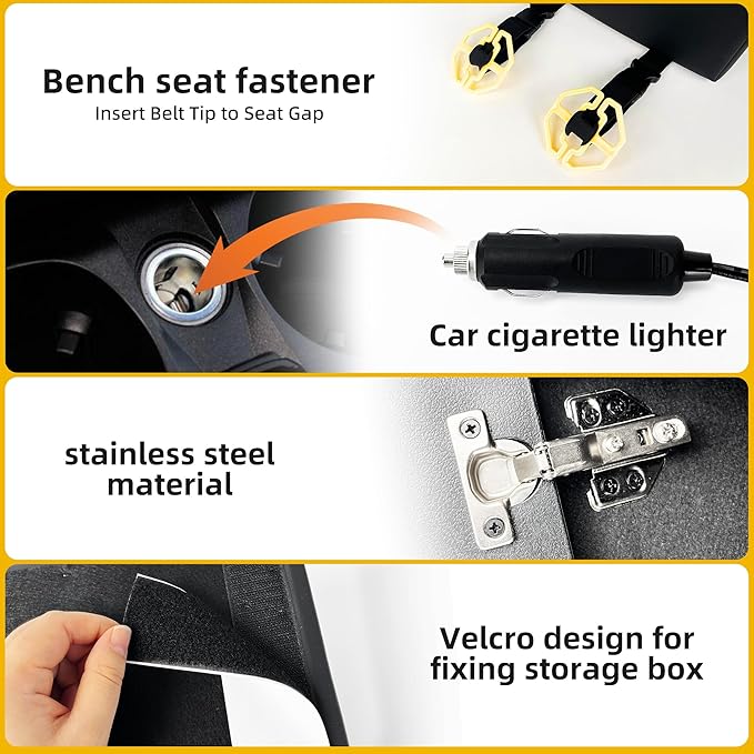 Universal Truck Seat Organizer with Padded Armrest Lid | Features 3 USB Ports, 2 Drawers & Cup Holders | Extra Storage for Car, SUV & Van