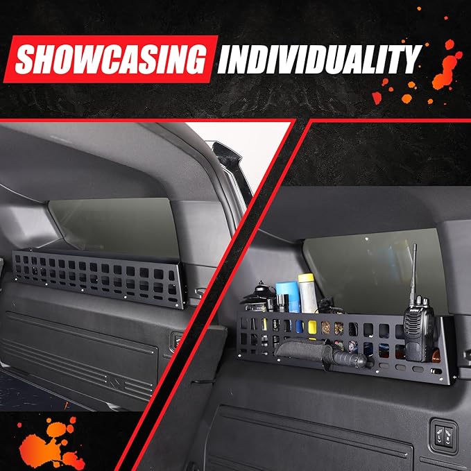 Aluminum Rear Trunk Organizer Compatible with 2024 2025 2026 Hummer EV Accessories Trunk Storage Cargo Management System Rack Modular Storage Box Basket (Right Side-Black)