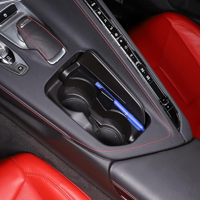 CHEAYAR Cup Holder Inserts Compatible with Chevrolet Corvette C8 2020-2023 Z06 Z51, Expander for Car, Pocket Organizer, Shelves Designed Things Like Phones and Glasses, Accessory (C8-SBJ)