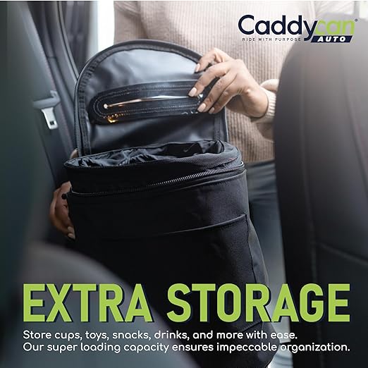 Auto - Car Trash Can with Lid | Compact, Durable Multipurpose Trash Bin and Organizer for Commuting, Adventures | Utility Pockets and 100% Leak-Proof