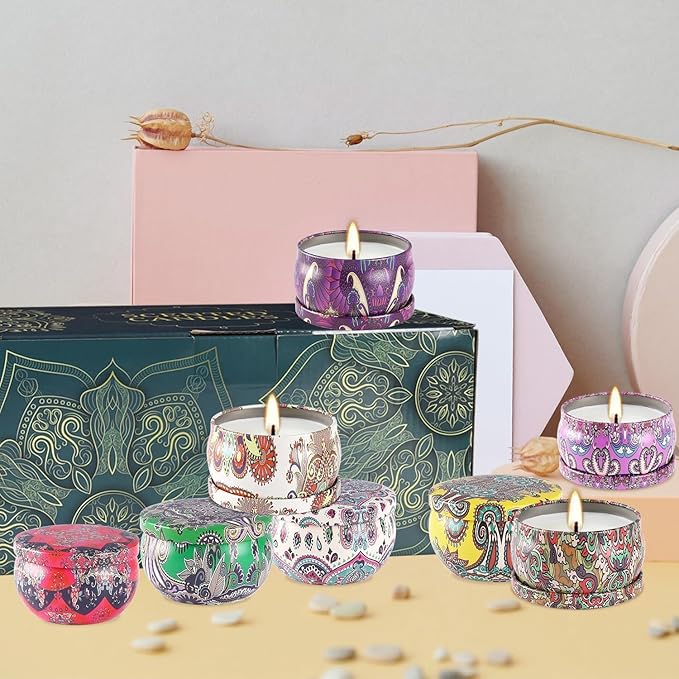 Scented Candles Gifts Set 24 Pack Soy Wax Travel Tin Jar Candles for Home 2.5 OZ jar Candles for Mom for Christmas, Birthday, Thanksgiving, Mother's Day