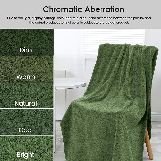 JML Microfiber Bath Towels Set of 2, Oversized, Ultra Soft, Super Absorbent, Fast Drying, No Fading Large Bathroom Towel for Yoga, Sauna, Travel, Fitness (Coral Fleece - Olive-Green, 30 in x 60 in)