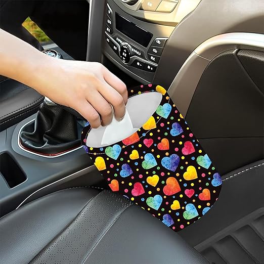 Car Trash Bag Watercolor Hearts Waterproof Trash Small Car Can Portable Collapsible Car Garbage Can Hanging for Back Seat Floor or Hanging Headrest Car Decor Road Trip Essentials