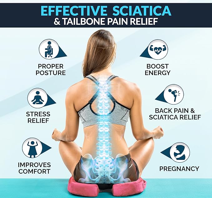 ComfiLife Premium Gel & Memory Foam Seat Cushion – Doctor Recommended Office Chair Cushion, Car Seat Cushion – Chair Cushions for Back & Sciatica Pain Relief – Seat Cushions for Office & Desk (Pink)