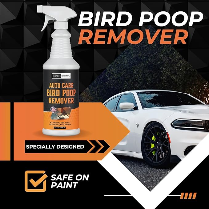 32oz Heavy Duty Bird Poop Remover & Stain Cleaner for Cars and Outdoor Vehicles - Powerful Stain Remover Spray, Safe on Paint, Eco-Friendly Formula for Easy Cleaning and Protection - Made in the USA