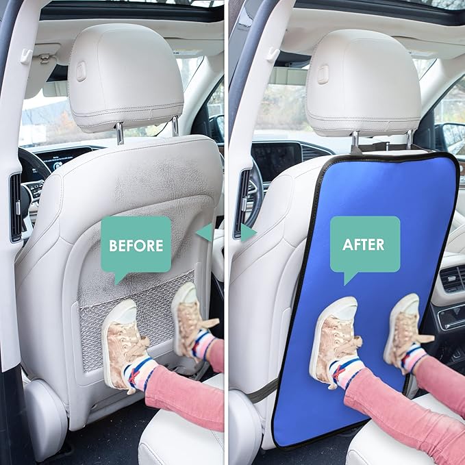 FH Group Faux Leather Auto Seat Back Kick Protectors, Heavy Duty Car Kick Mats for Kids –2-Pack Back Seat Protector for Driver and Passenger Seat, Waterproof Protection, Easy to Clean