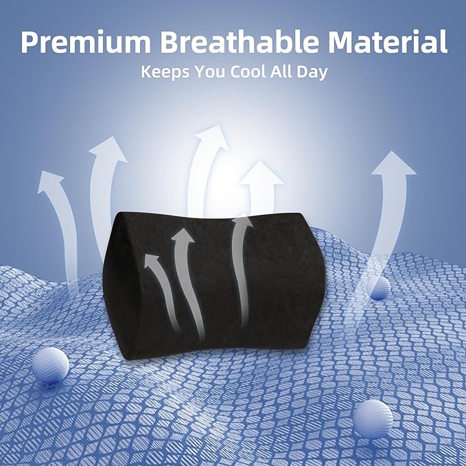 Car Neck & Lumbar Pillow Set for Tesla Model Y, Soft Memory Foam Headrest & Back Cushion, Ergonomic Comfortable Seat Support, Sleeping, Driving, Travel, Office, Gaming, Relaxing Accessories