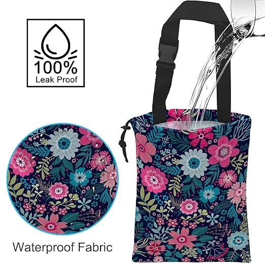 Car Trash Bag Hanging Tropical Flower Trash Can Waterproof Garbage Bag Hanging for Car Back Seat with Adjustable Straps and Drawstring for Car Accessories Vehicle Travelling