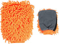 HARFINGTON Chenille Microfiber Car Wash Mitts 9.8" x 7.9" Scratch Free Wash Gloves Absorbent Double Sided Plush Cleaning Drying Mitts for Car Washing Home Clean, Orange