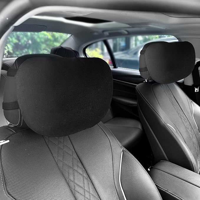 Upgrade Car Neck Pillow with Graphene Fabric Automotive Seat Cushions of Headrests for Relieving Neck Stiffness Seat Neck Support Pillow, Fits All Vehicles(Black 2-Pack)
