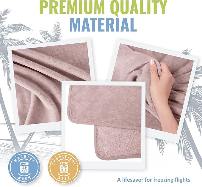 BOACAY Soft & Warm Travel Blanket for Airplane & Car - Long Flight Essential for Women, Men, Kids - Compact Pillow with Luggage Sleeve & Backpack Clip