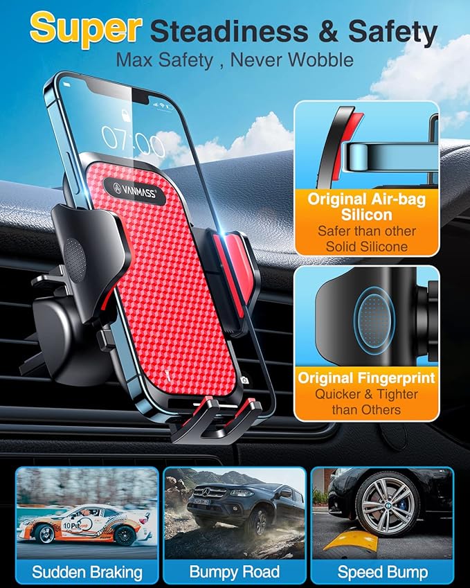 VANMASS 2026【True Military-Grade】 Phone Holders for Your Car 【Strongest Suction & Clip】 Ultimate Cell Phone Mount Dashboard Windshield Vent for iPhone 17 Pro Max 1615 14 13 12 Samsung Android Truck