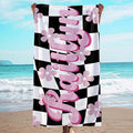 JML Personalized Beach Towel with Name, Custom Flower Beach Towel, Customized Microfiber Pool Towel, Quick Dry & Absorbent Swim Towel for Adult,Mother's Day, Birthday, Summer Holiday,Vacation