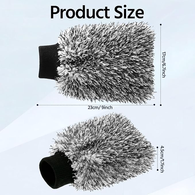 4 Pack Microfiber Car Wash Mitts Set 10x7 Inch Soft Suede Lining Car Wash Gloves, Highly Absorbent Scratch-Free Cleaning Cloths for Auto Detailing, Safe with All Soaps, Bucket(Black)