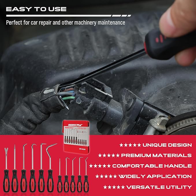 11-Piece Large Hook and Pick Set with Clip Removal Tool, Precision O-Ring Removal Kit for Automotive Mechanic and Electronic Maintenance Car Auto Oil Seal Mini Hooks