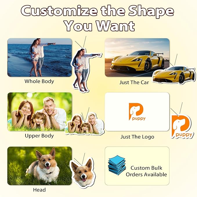 10/20/50/100Pcs Custom Logo Air Fresheners for Car Bulk, Personalized Logo Car Air Fresheners Bulk DoubleSided, Customized Air Freshener Suitable for Car,Wardrobe, Branding Business (Irregular Shape)
