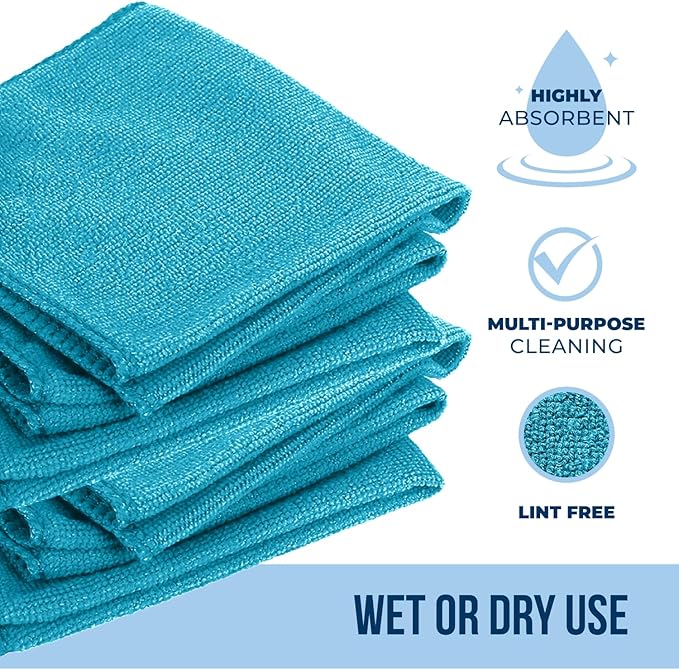 GREEN LIFESTYLE Chamois Cloth, Microfiber Cleaning Cloth 12 Pack, Borderless Towels Cleaning, Car Microfiber Towel, Drying Car Wash Towels (11.5" x 11.5", Multicolor)