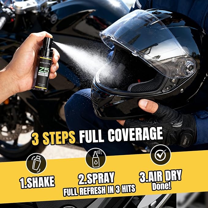 IASUS Z5 Helmet & Gear Deodorizer Spray - Unscented Surface Odor Spray for Motorcycle Helmet, Gloves, Shoes, Boxing, Football, Ski, Hockey & Gym Gear - 2oz Travel Size