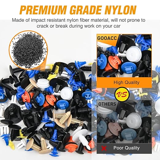 GOOACC 975Pcs Car Push Retainer Clips & Auto Fasteners Assortment 33 Most Popular Sizes Bumper Fender Rivets with Cable Ties Remover for Ford GM Toyota Honda Chrysler BMW Benz Audi Nissan Mazda Subaru