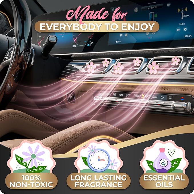 6 Pieces Daisy Car Decoration Flower Air Vent Clip Air Conditioning Outlet Clip Car Air Freshener Clip Car Interior Decor Charm Colorful Interior Accessories for Girls Women