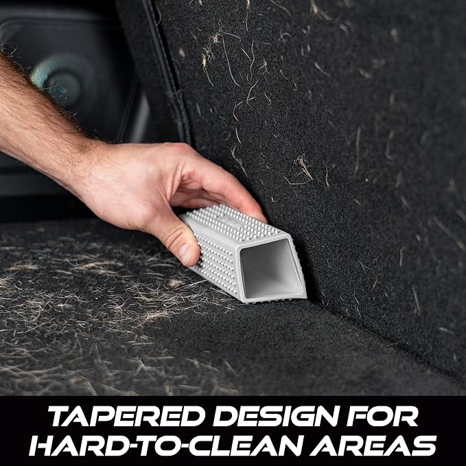 VIKING Pet Hair Remover for Car Detailing Kit, Reusable Dog and Cat Hair Remover, Silicone Brush for Carpet, Home, and Automotive Use, Grey, 4.8 x 2.5 x 3 Inch