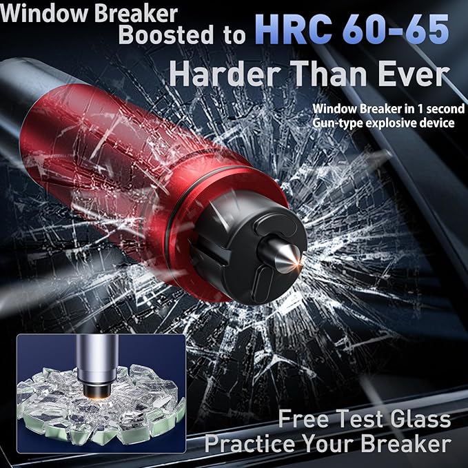 Car Safety hammer Seatbelt Cutter, Upgraded Transparent Lid Window Breaker Seatbelt Cutter Underwater,2 in 1 Emergency Automotive Escape Tools,Portable car Window Breaker Tool,car Accessories