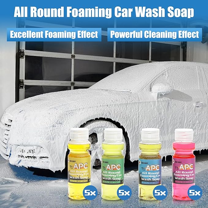 Tool Daily All-Round Foaming Car Wash Soap, High-Foaming Concentrated Formula, Specialized Car Shampoo for Foam Cannon and Pressure Washer, 3.38 Fl Oz Each (Pack of 20)
