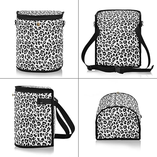 Bolaz Car Trash Can with Lid for Back Seat Car Trash Bin Hanging White Leopard Black Cheetah Leakproof Automotive Garbage Can Car Organizer