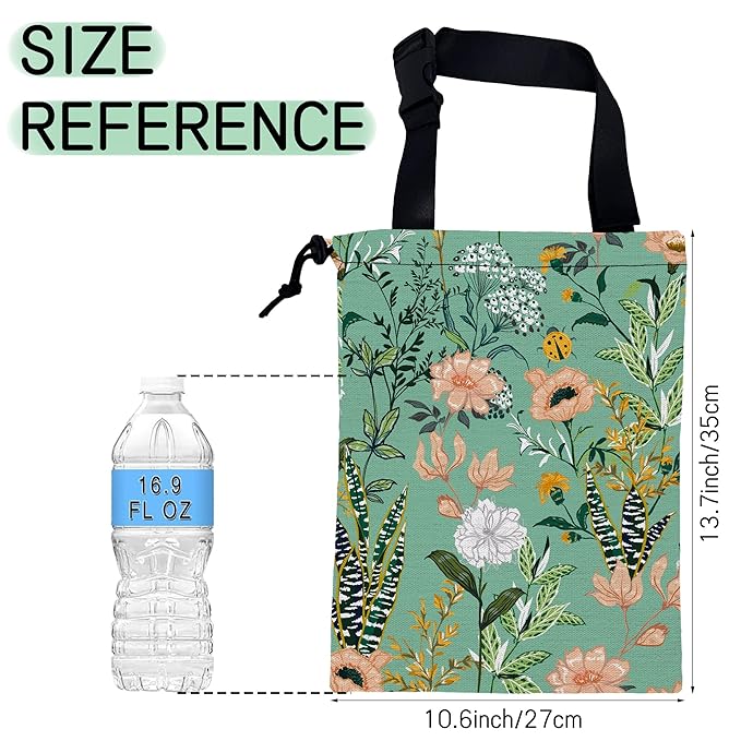 Blooming Flower Car Trash Bag,Garden Floral Hanging Drawstring Car Garbage Bag,Waterproof Canvas Car Back Seat Organizer with Adjustable Buckle,for Vehicles,SUVs,Camping,Road Trips