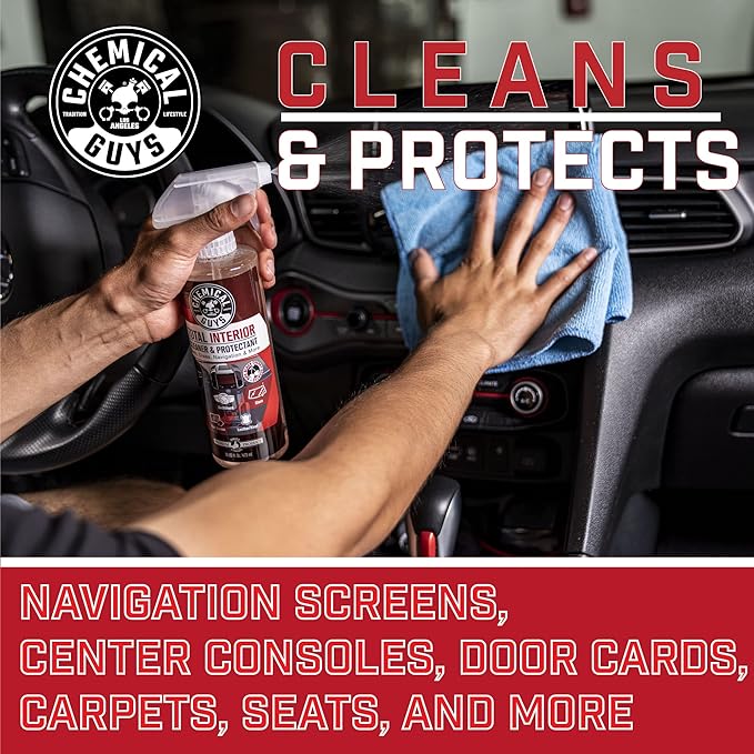 Chemical Guys SPI22516 Total Interior Cleaner & Protectant (Safe on Dash, Leather, Vinyl, Plastics, Trim, Glass, Fabric & More), 16 Fl Oz (Pack of 2) (Black Cherry Scent)