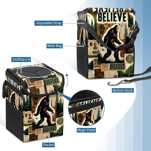 Bigfoot Car Trash Can with Lid Collapsible Reusable Waterproof Car Garage Bag,Automotive Garbage Can,Car Accessories Interior Car Organizer