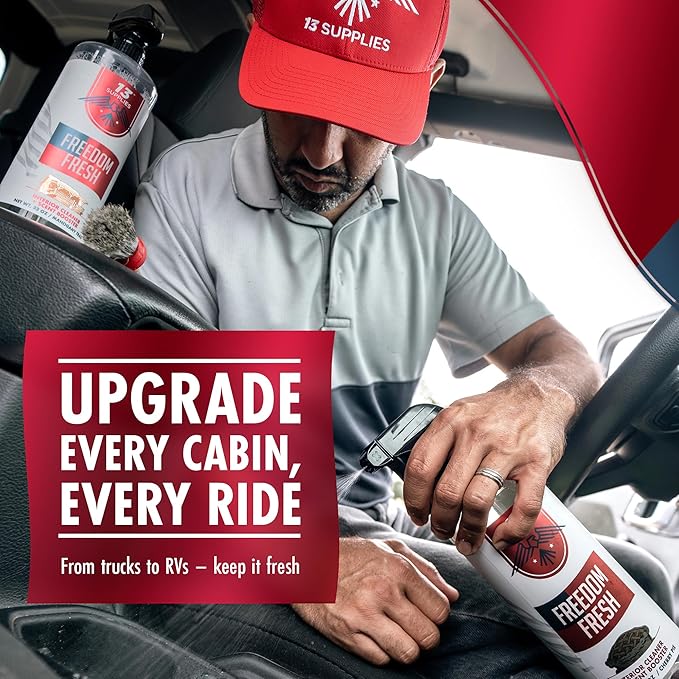Premium Car Interior Cleaner Spray – Auto Cleaner for Headliner, Mat, Interior Vehicle Cleaning, Car Dashboard Cleaner Stain Remover, Restores Shine, Great Gift for Guys - Freedom Fresh Mahogany Trail