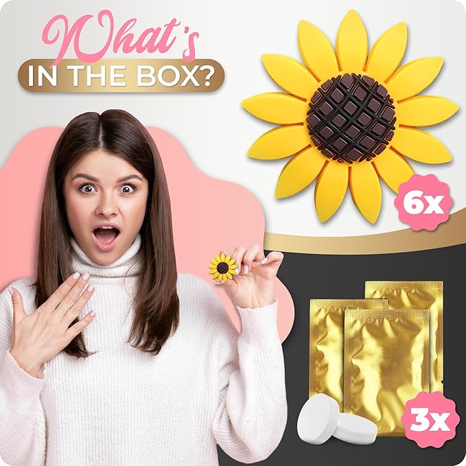 6 Pieces Sunflower Air Vent Clip Car Air Freshener Sunflower Car Accessories Cute Car Air Freshener Sunflowers Gift Decorations Girasoles Car Clip Interior Air Vent Decorations