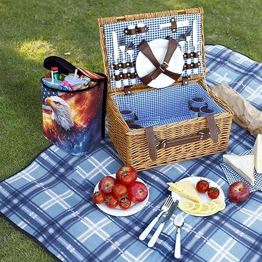 Eagle Car Trash Bag for Back Seat Auto Garbage Cans Vehicle Trash Bags Bins American Flag Auto Accessories Interior Car Organizer Bag