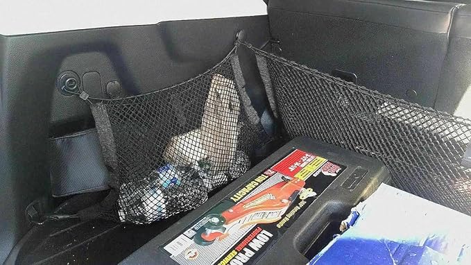 Rear Side Organizer Cargo Net for Subaru Forester 2010-2013 – Cargo Net Set of 2 for SUV - Premium Mesh Elastic Car Trunk Organizer Vehicle Carrier Storage–Compatible with Forester