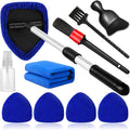 10pcs Windshield Cleaning Tool Inside Car Window Cleaner Wash Kit with 4 Reusable Microfiber Pads 1 Spray Bottle and Extendable Handle Interior Auto Glass Wiper Kit, Blue
