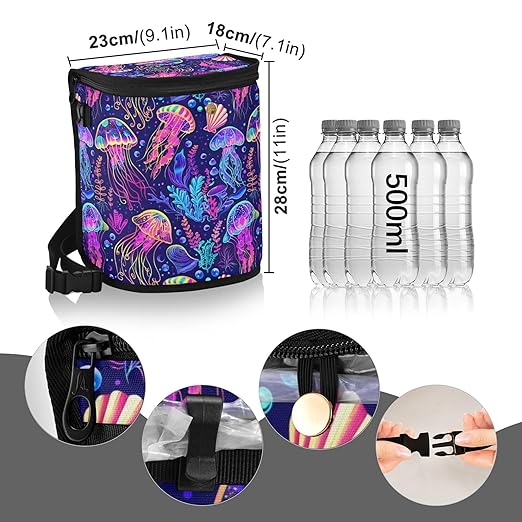 MNSRUU Car Trash Can with Lid, Jellyfish Car Trash Bag Hanging Organizers and Storage for Front Back Seat, Leak-Proof Trash Bin