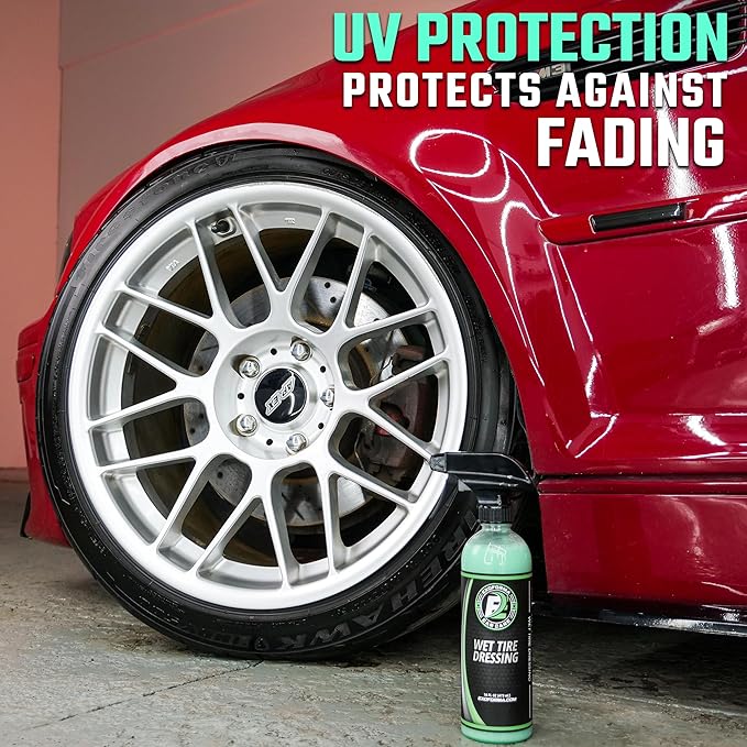 ExoForma Wet Tire Dressing Spray - Extremely High Shine Tire Dressing for That Wet Look - No Sling, Non-Greasy Silicone Formula with UV Protection - Easy to Apply, Minimal Cure Time - 16 fl oz