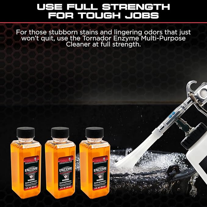Tornador TC-ENZYME Multi-Purpose Enzyme Cleaner 2oz 3-Pack | Heavy-Duty Spot & Stain Remover with Odor Control | Use Black, Classic, or TornadorMAX Tools or Spray Bottle